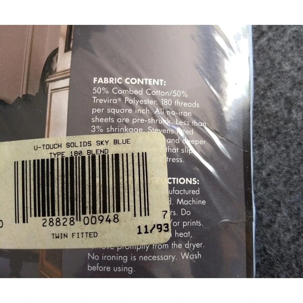 Stevens Ultra Touch Fitted Twin Sheet Sky Blue Luxury Percale‎ Cotton Blend NOS